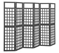 vidaXL Bois de Pin Cloison de Séparation à 6 Panneaux Séparateur de Pièce Diviseur Paravent Treillis Supports de Plantes Patio Noir 242,5x180 cm