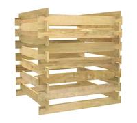 vidaXL Bois de Pin Imprégné Composteur de Jardin à Lattes Conteneur d'Engrais Bac à Compost Boîte à Déchets Terrasse Extérieur 90x90x90 cm