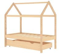 vidaXL Cadre de lit d'enfant avec tiroir Bois de pin massif 70x140 cm Marron