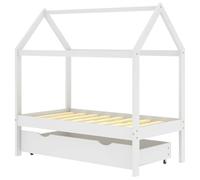 Cadre de lit d enfant avec un tiroir Blanc Pin massif 70x140 cm