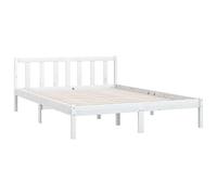 vidaXL Bois de Pin Massif Cadre de Lit Sommier à Lattes Lit Adulte Cadre à Lattes sur Pied Chambre à Coucher Intérieur Blanc 120x190cm UK Petit Double