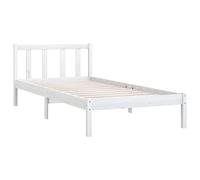 vidaXL Bois de Pin Massif Cadre de Lit Sommier à Lattes Lit Adulte Cadre à Lattes sur Pied Chambre à Coucher Intérieur Blanc 90x190 cm UK Simple