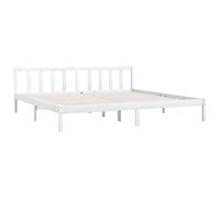 vidaXL Bois de Pin Massif Cadre de Lit Sommier à Lattes Lit Adulte Cadre à Lattes sur Pied Chambre à Coucher Intérieur Blanc 180x200 cm UK Super King