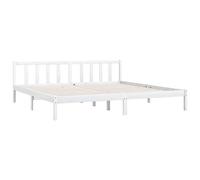 vidaXL Bois de Pin Massif Cadre de Lit Sommier à Lattes Lit Adulte Cadre à Lattes sur Pied Chambre à Coucher Intérieur Blanc 180x200 cm UK Super King