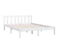 vidaXL Bois de Pin Massif Cadre de Lit Sommier à Lattes Lit Adulte Cadre à Lattes sur Pied Chambre à Coucher Intérieur Blanc 120x190cm UK Petit Double
