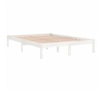 vidaXL Cadre de lit adulte en pin massif – Sommier à lattes blanc 150x200 cm (UK King)