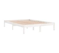 vidaXL Bois de Pin Massif Cadre de Lit Sommier à Lattes Lit Adulte Cadre à Lattes sur Pied Chambre à Coucher Intérieur Blanc 180x200 cm UK Super King