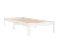 vidaXL Cadre de lit Blanc Bois massif 75x190 cm Petit simple 809978