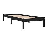 vidaXL Bois de Pin Massif Cadre de Lit Sommier à Lattes Lit Adulte Cadre à Lattes sur Pied Chambre à Coucher Intérieur Noir 75x190 cm UK Petit Simple