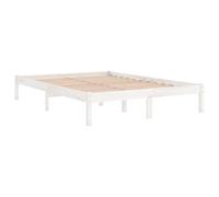 vidaXL Bois de Pin Massif Cadre de Lit Sommier à Lattes Lit Adulte Cadre à Lattes sur Pied Chambre à Coucher Intérieur Blanc 120x190cm UK Petit Double