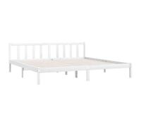 vidaXL Bois de Pin Massif Cadre de Lit Sommier à Lattes Lit Double Lit Adulte Cadre à Lattes sur Pied Chambre à Coucher Intérieur Blanc 200x200 cm