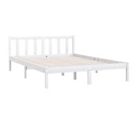 vidaXL Bois de Pin Massif Cadre de Lit Sommier à Lattes Lit Double Lit Adulte Cadre à Lattes sur Pied Chambre à Coucher Intérieur Blanc 160x200 cm