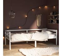 vidaXL Bois de Pin Massif Cadre de Lit Sommier à Lattes Lit Simple Adulte Cadre à Lattes Chambre à Coucher Maison Intérieur Blanc 90x200 cm