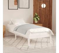 vidaXL Bois de Pin Massif Cadre de Lit Sommier à Lattes Lit Simple Lit Adulte Cadre à Lattes sur Pied Chambre à Coucher Intérieur Blanc 90x200 cm