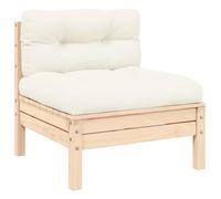 Bois de Pin Massif Salon de Jardin 3 pcs avec Coussins Blanc Mobilier vidaXL