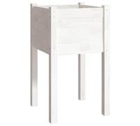 vidaXL Bois de Pin Massif Jardinière d'Extérieur Bac à Fleurs Lit Surélevé Pot de Plantes de Jardin Balcon Terrasse Patio Blanc 40x40x70 cm