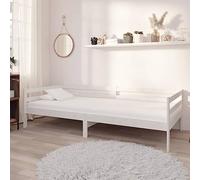 vidaXL Bois de Pin Massif Lit Canapé-lit Simple Lit d'Invité Cadre de Lit de Repos Salon Salle de Séjour Maison Intérieur Blanc 90x200 cm