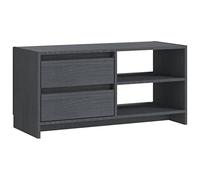 vidaXL Bois de Pin Massif Meuble TV Armoire Basse Centre de Divertissement Meuble Stéréo Salon Salle de Séjour Intérieur Gris 80x31x39 cm