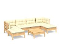Vidaxl Salon De Jardin 7 Pcs Avec Coussins Crème Bois De Pin