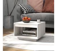 vidaXL Bois de Pin Massif Table Basse Table d'Appoint Table de Canapé Meuble de Salle de Séjour Bout de Canapé Salon Intérieur Blanc 50x50x33,5 cm Blanc G
