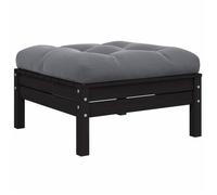 vidaXL Bois de Pin Repose-pied de Jardin avec Coussin Anthracite Tabouret de Patio Repose-pied de Terrasse Meuble d'Extérieur Noir