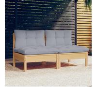vidaXL Bois de Pin Solide Canapé 2 Places de Jardin et Coussins Canapé d'Extérieur Meuble de Terrasse Meuble d'Extérieur 3095991