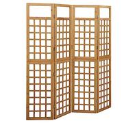 vidaXL Bois de Pin Solide Cloison de Séparation à 4 Panneaux Séparateur de Pièce Diviseur Cloison de Pièce Paravent Chambre Intérieur 161x180 cm