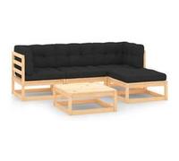 Vidaxl Salon De Jardin 5 Pcs Avec Coussins Bois De Pin Massif