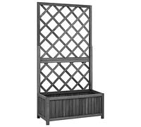 vidaXL Bois de Sapin Jardinière à Treillis de Jardin Bac à Fleurs Pot de Plantes Jardin Balcon Terrasse Patio Extérieur Noir 70x30x135 cm