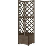 vidaXL Jardinière d'angle en treillis Bois de sapin – Bac à fleurs 40x40x150 cm Gris