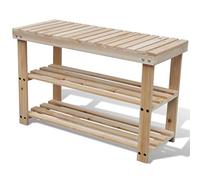 vidaXL Étagère à chaussures 2 en 1 et dessus banc Bois de sapin massif 241067