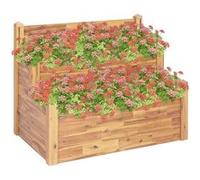 Bois Massif d'Acacia Jardinière sur 2 Niveaux Bac à Plante Pot à Fleurs Bac à Fleurs Légumes Herbes Véranda Jardin Patio Extérieur 110x75x84 cm