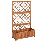 vidaXL Bois Massif d'Acacia Lit Surélevé avec Treillis Jardinière Bac à Fleurs Pot de Plantes Lit de Plantation Jardin Balcon Extérieur 85x38x150 cm