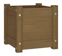vidaXL Bois Massif de Pin Jardinière d'Extérieur Pot de Fleurs de Jardin Lit Surélevé Bac à Plantes Patio Balcon Arrière-Cour Marron Miel 31x31x31 cm