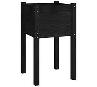 vidaXL Bois Massif de Pin Jardinière d'Extérieur Pot de Fleurs de Jardin Lit Surélevé Bac à Plantes Patio Balcon Arrière-Cour Noir 40x40x70 cm