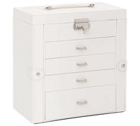 vidaXL Boîte à bijoux 5 niveaux avec miroir verrouillable blanc, organisateur de bijoux, boîte à bagues, boîte à bijoux personnalisée, coffre à bijoux