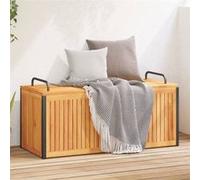 vidaXL Boîte à coussins d'extérieur bois d'acacia solide et acier, conteneur à coussins, boîte de rangement, boîte à 367609 Vert G