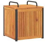 vidaXL Boîte à coussins d'extérieur bois d'acacia solide et acier, conteneur à coussins, boîte de rangement, boîte à coussins d'extérieur