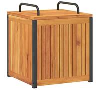 vidaXL Boîte à coussins d'extérieur bois d'acacia solide et acier, conteneur à coussins, boîte de rangement, boîte à coussins d'extérieur
