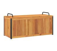 vidaXL Boîte à coussins d'extérieur bois d'acacia solide et acier, conteneur à coussins, boîte de rangement, boîte à coussins d'extérieur