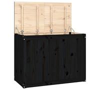 vidaXL Boîte à Linge Panier à Vêtements Boîte de Rangement Jouets pour Enfants Coussins Salle de Bain Noir 88,5x44x66 cm Bois Massif de Pin