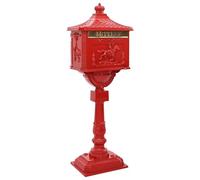 vidaXL Boîte aux lettres sur pied vintage rouge en aluminium étanche 42,5 x 29,5 x 117 cm
