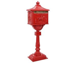 vidaXL Boîte aux Lettres Debout avec Porte Rouge 42,5 x 29,5 x 117 cm