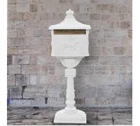 vidaXL Boîte aux lettres sur pied Vintage en aluminium antirouille Blanc Maison
