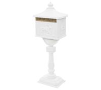vidaXL Boîte aux lettres sur pied Vintage en aluminium antirouille Blanc Maison