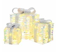 Vidaxl Boîte Cadeau Avec 60 Led 3 Pcs Blanc Chaud 20 X 20 X 20 Cm Pet