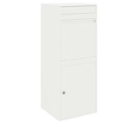 vidaXL Boîte de dépôt de colis avec porte Blanc 41 x 38 x 103 cm Acier, Boîte aux lettres moderne pour jardin, rectangulaire, étanche, sécurité pour vos livraisons en extérieur