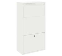 vidaXL Boîte de dépôt de colis avec porte - Acier blanc 44×22×82 cm, stockage sécurisé