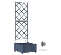 vidaXL Boîte de Jardin Grise 40 x 126 cm, résistante aux UV, en Plastique Peint en Poudre, Hauteur réglable, Style Robuste en rotin, pour l'extérieur, Espace de Rangement XXL, inclut 1 Pot de Plante