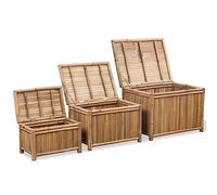 Ensemble de 3 Boîtes de rangement Bambou Résistantes aux intempéries vidaXL